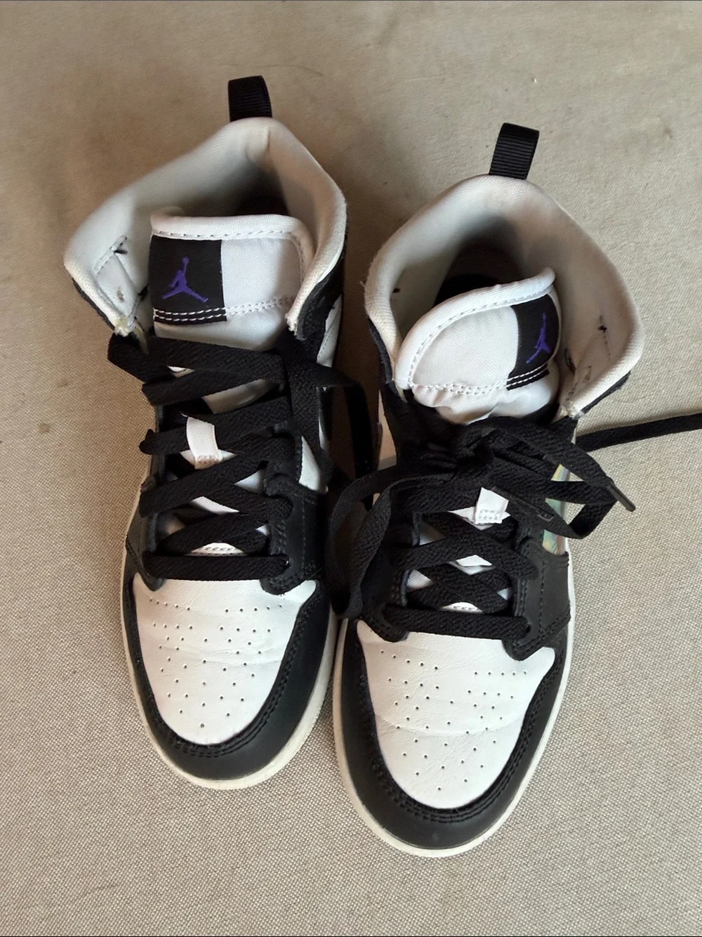 Jordan Kids Black, White & Iridescent High-Top Sneakers with Graphic Side Panel
